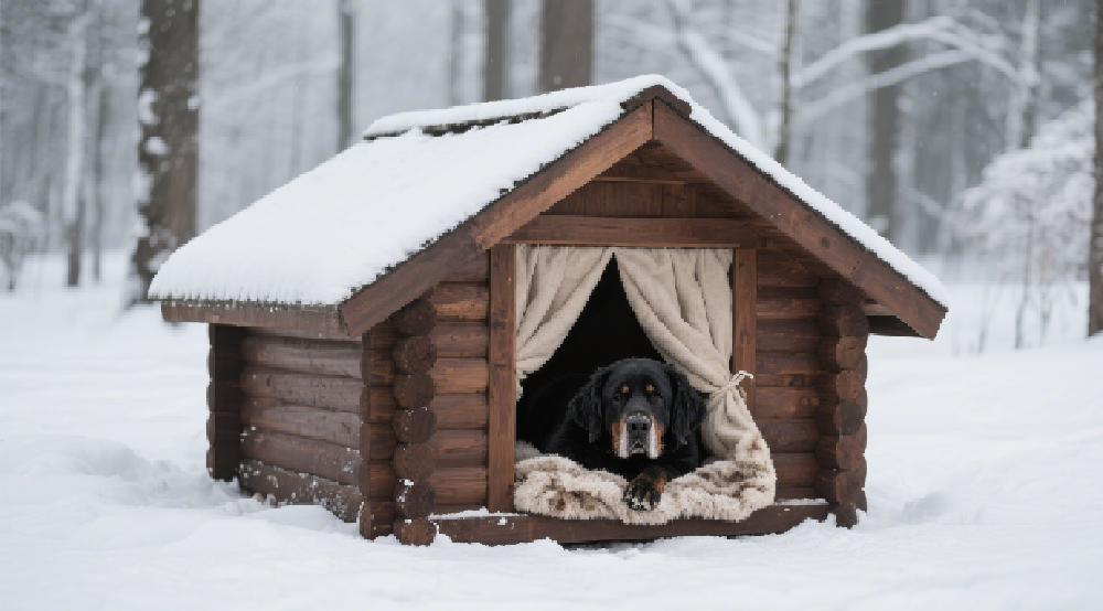 Heavy solid wood dog kennel/house (suitable for cold climates)